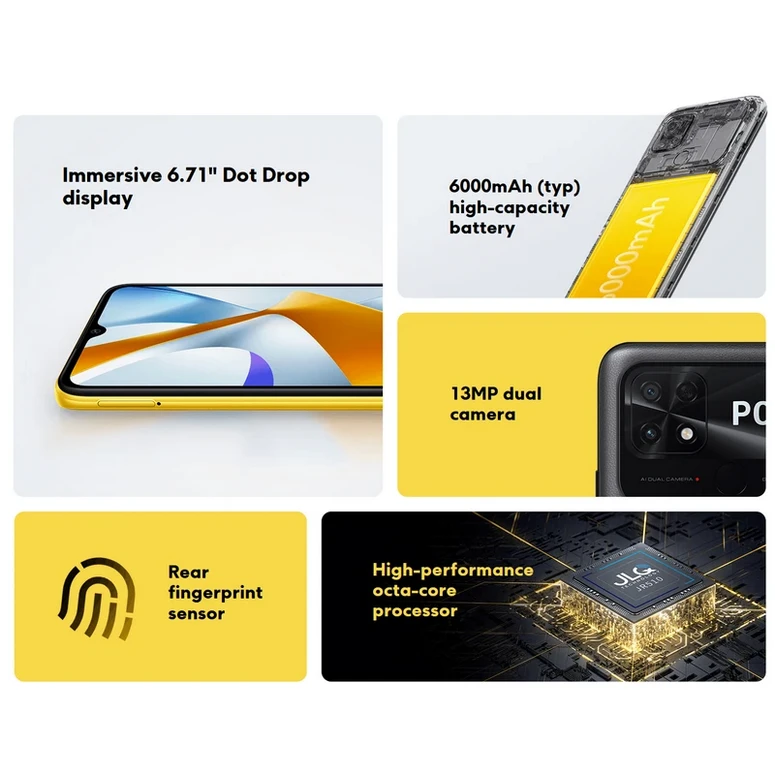 گوشی موبایل مدل Poco C40 دو سیم کارت ظرفیت 64 گیگابایت و رم 4 گیگابایت شیائومی